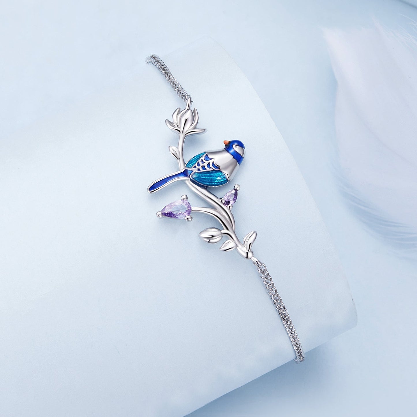 925 Sterling Silver Enamel Bracelet with Pavé Setting CZ