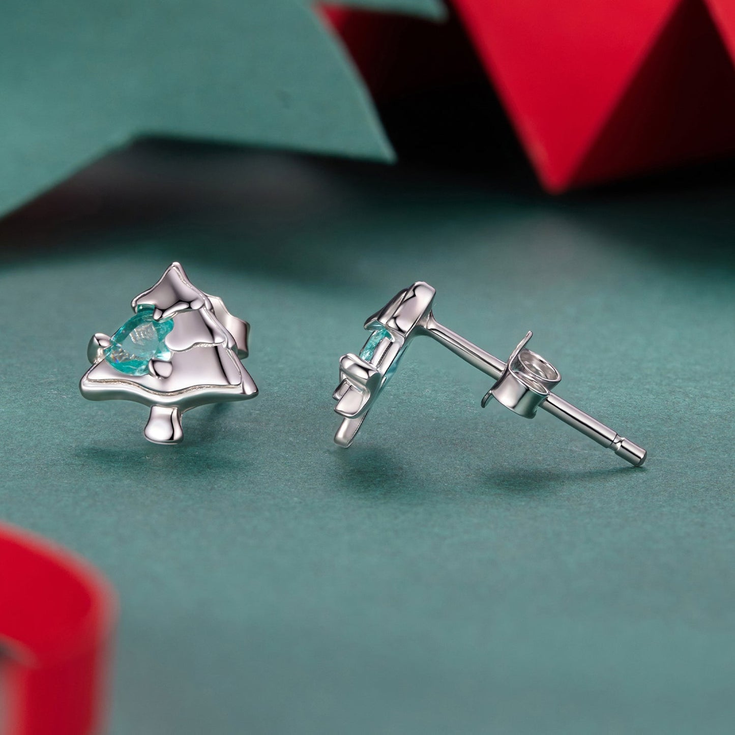 925 Sterling Silver White Gold Plated Transparent Glass Earrings for Women