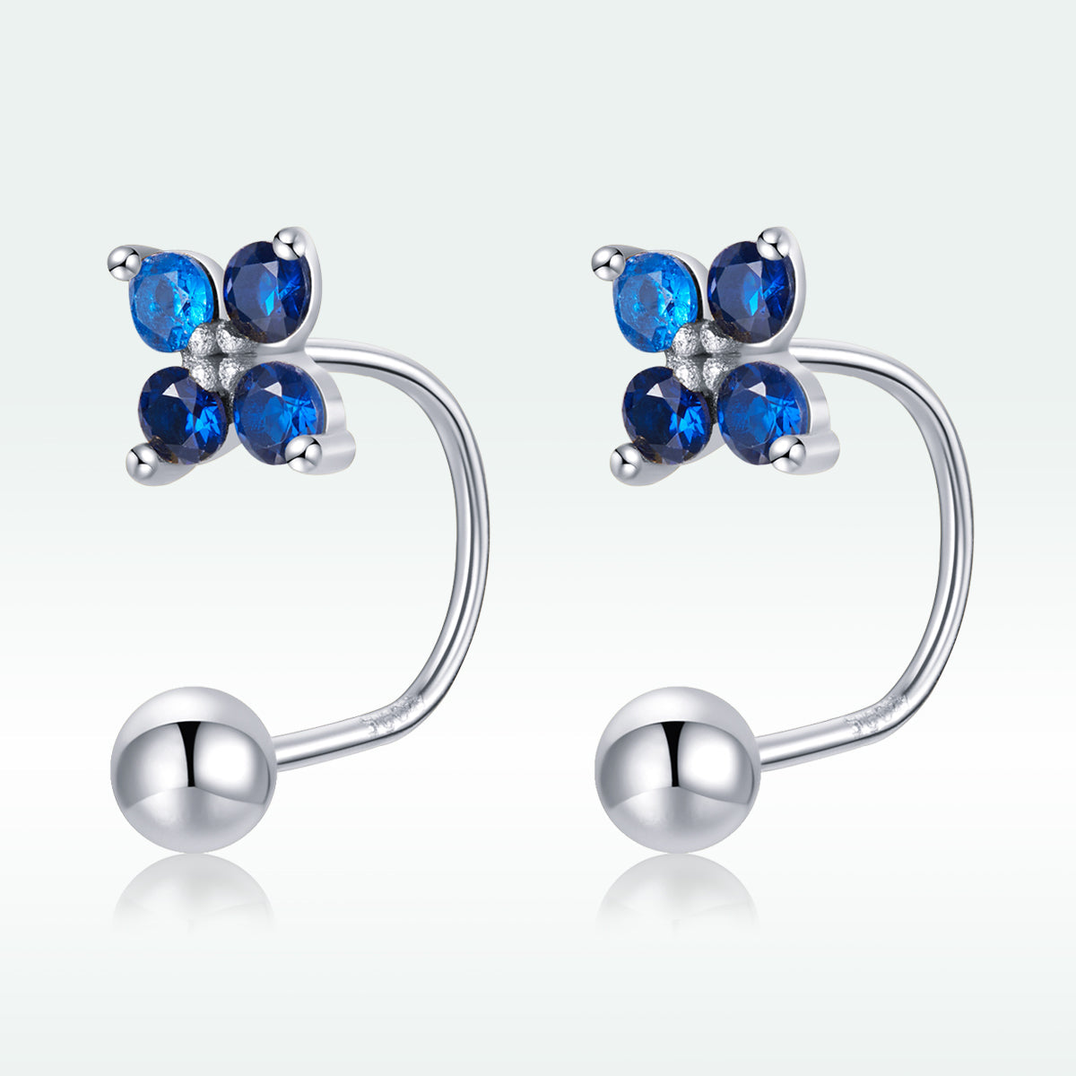 925 Sterling Silver Earrings with Pavé CZ & Platinum Plating for Women