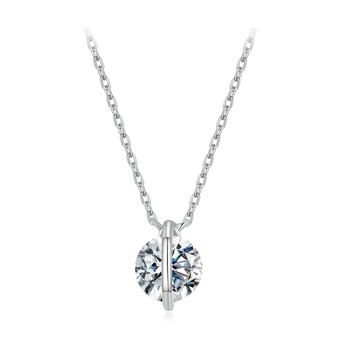 925 Sterling Silver 0.65 Carat Genuine Moissanite Necklace for Women