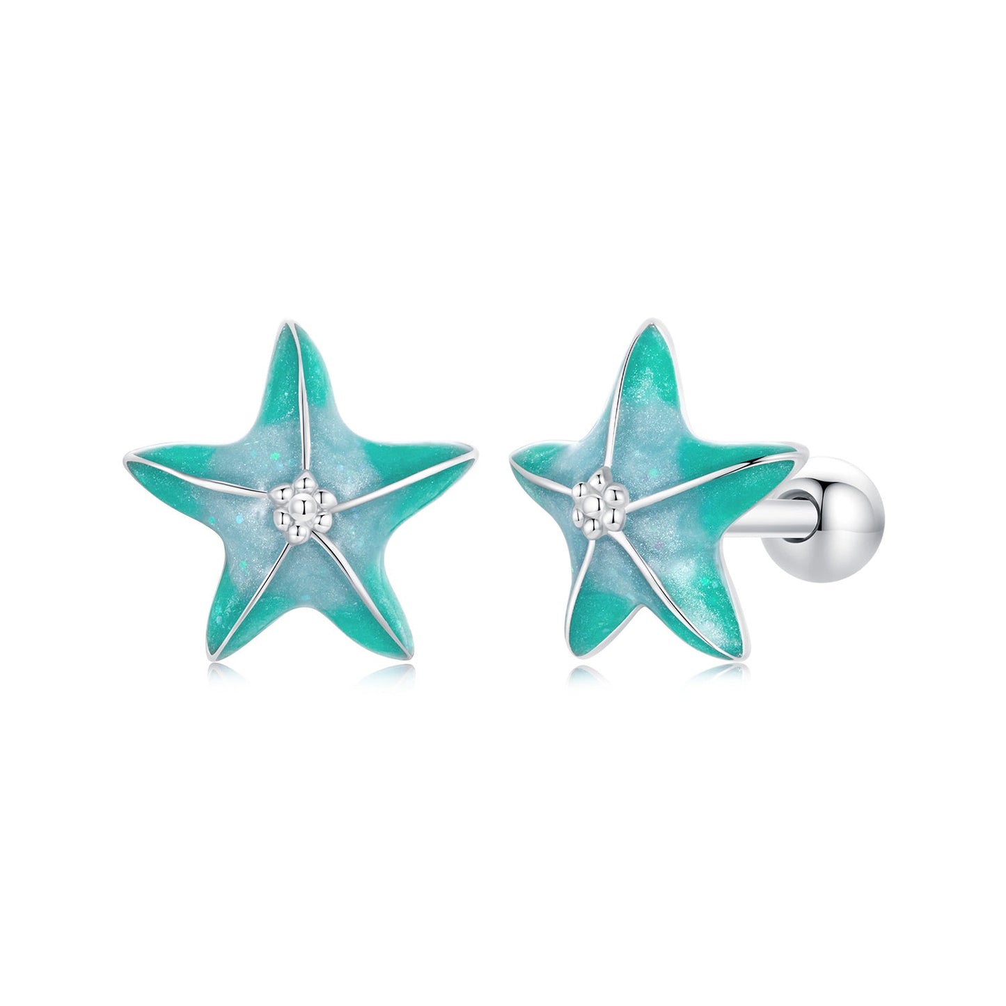 925 Sterling Silver Enamel White Gold Plated Earrings