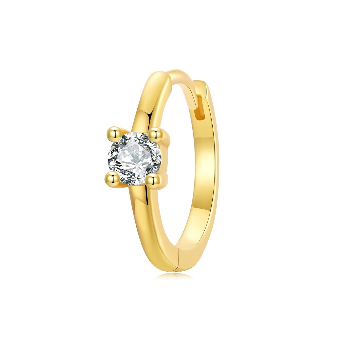 925 Sterling Silver Mini Stud Earrings with Gold Plating and CZ