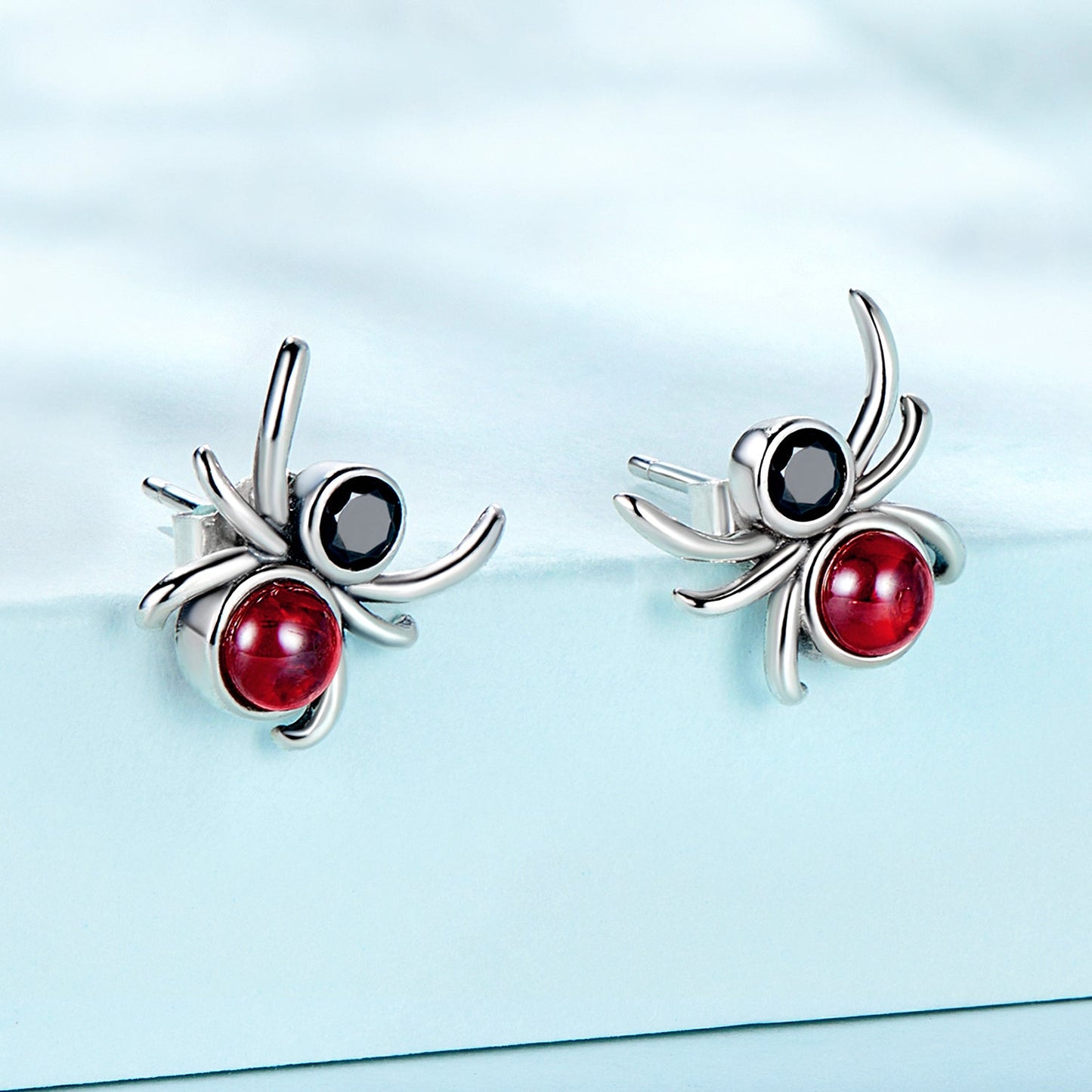 925 Sterling Silver Earrings with Pavé Setting CZ and Transparent Glass