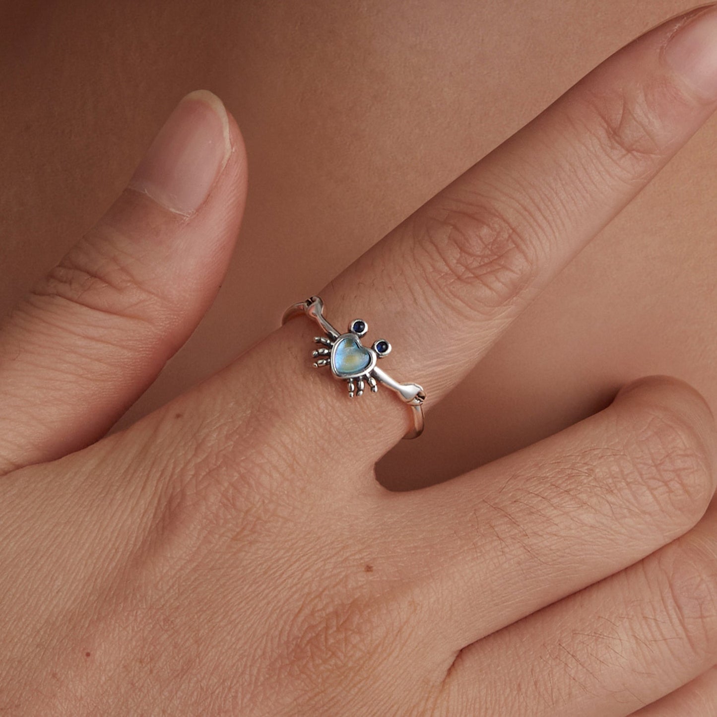 925 Sterling Silver Moonstone and Synthetic Spinel Ring for Women