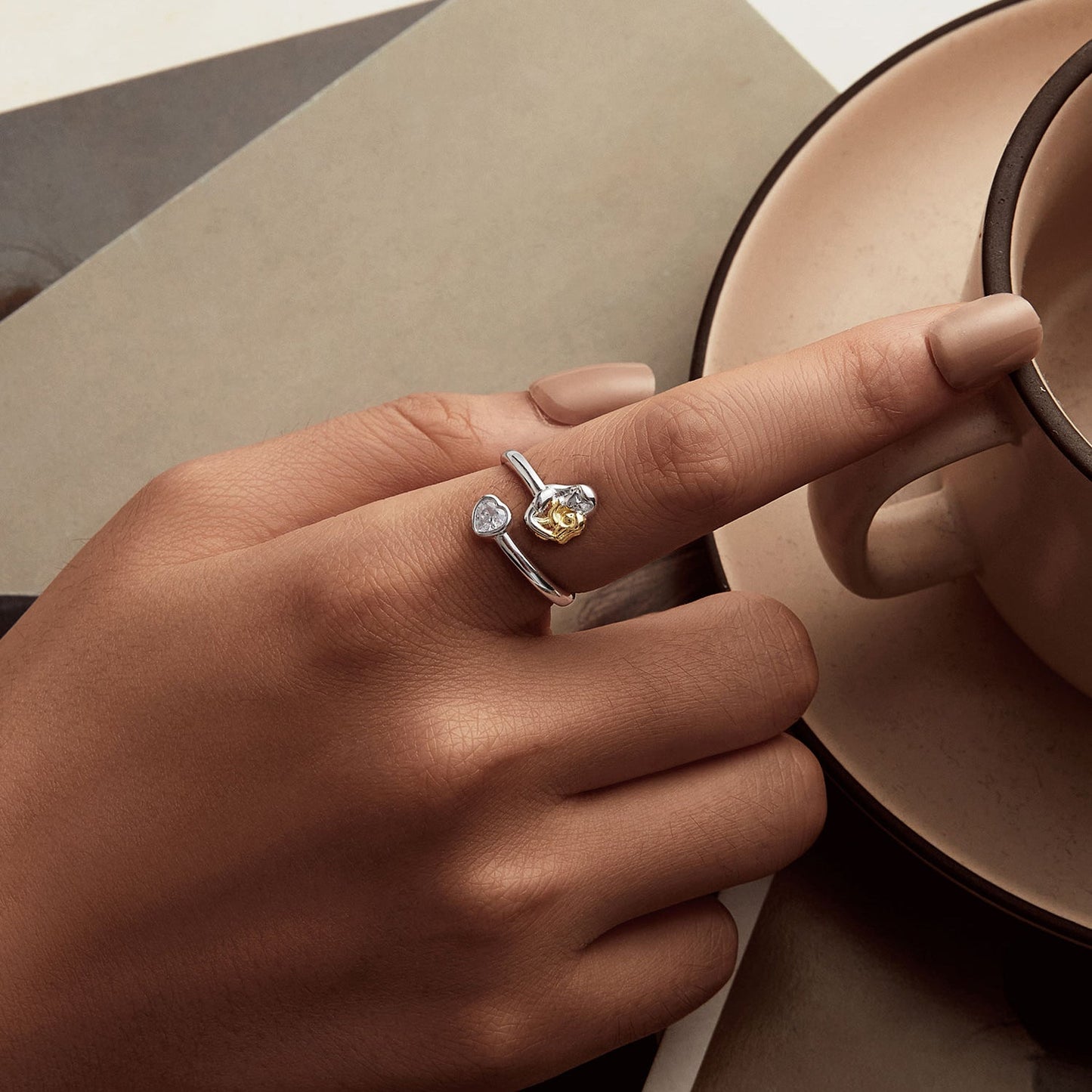 925 Sterling Silver White Gold Plated Ring with CZ - 3mm