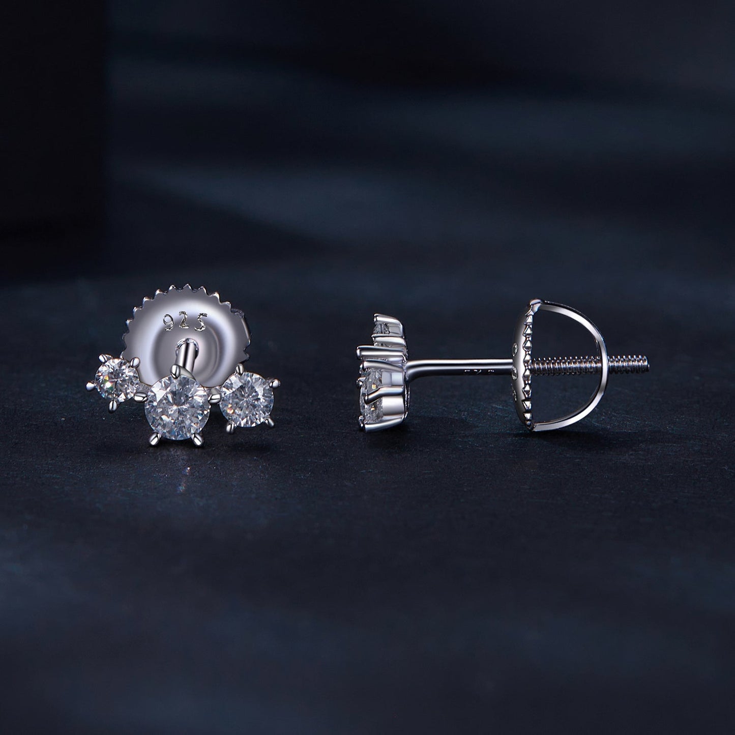925 Sterling Silver Moissanite 0.01 Carat Earrings Size 4*9mm for Women