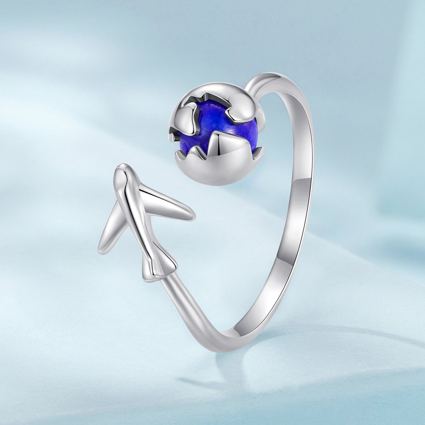 925 Silver 1.8mm Lapis Lazuli Ring