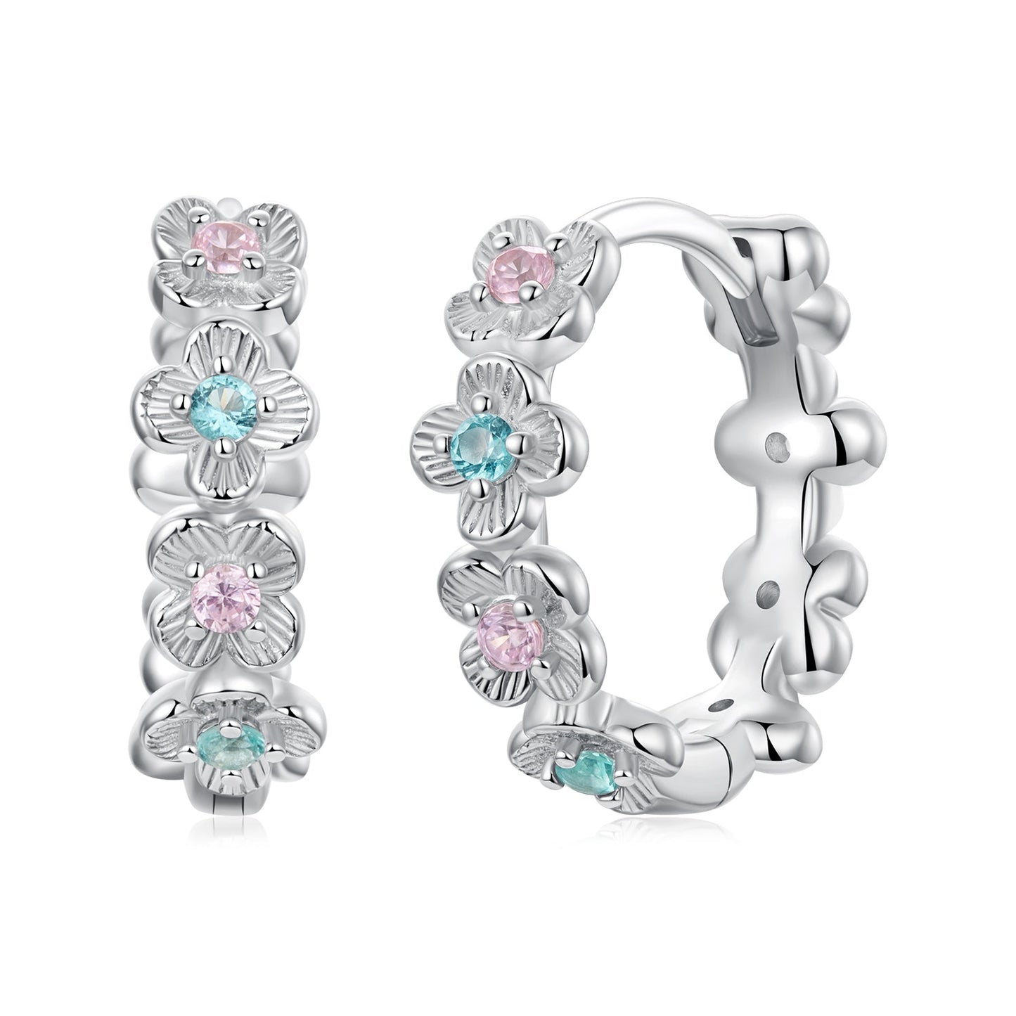 925 Sterling Silver Earrings with CZ and White Gold Plating