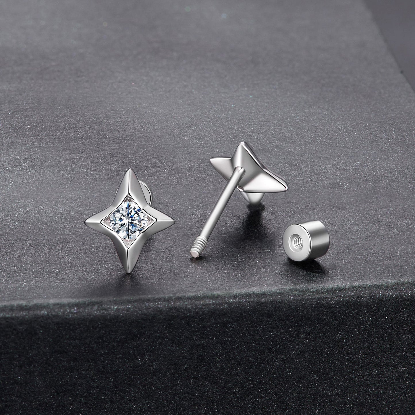 925 Sterling Silver Moissanite Earrings 0.8cm for Women