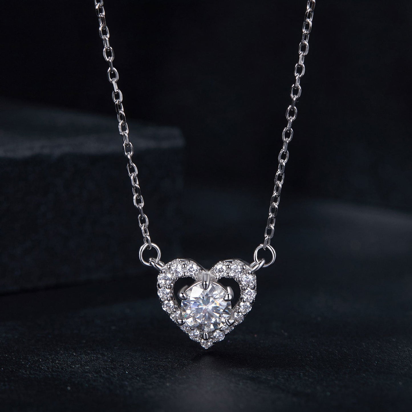 925 Sterling Silver Moissanite 0.5 Carat Necklace with CZ for Women