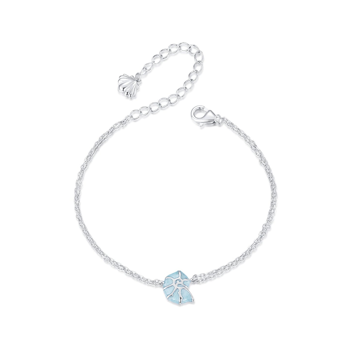925 Sterling Silver White Gold Plated Bracelet with Enamel Process