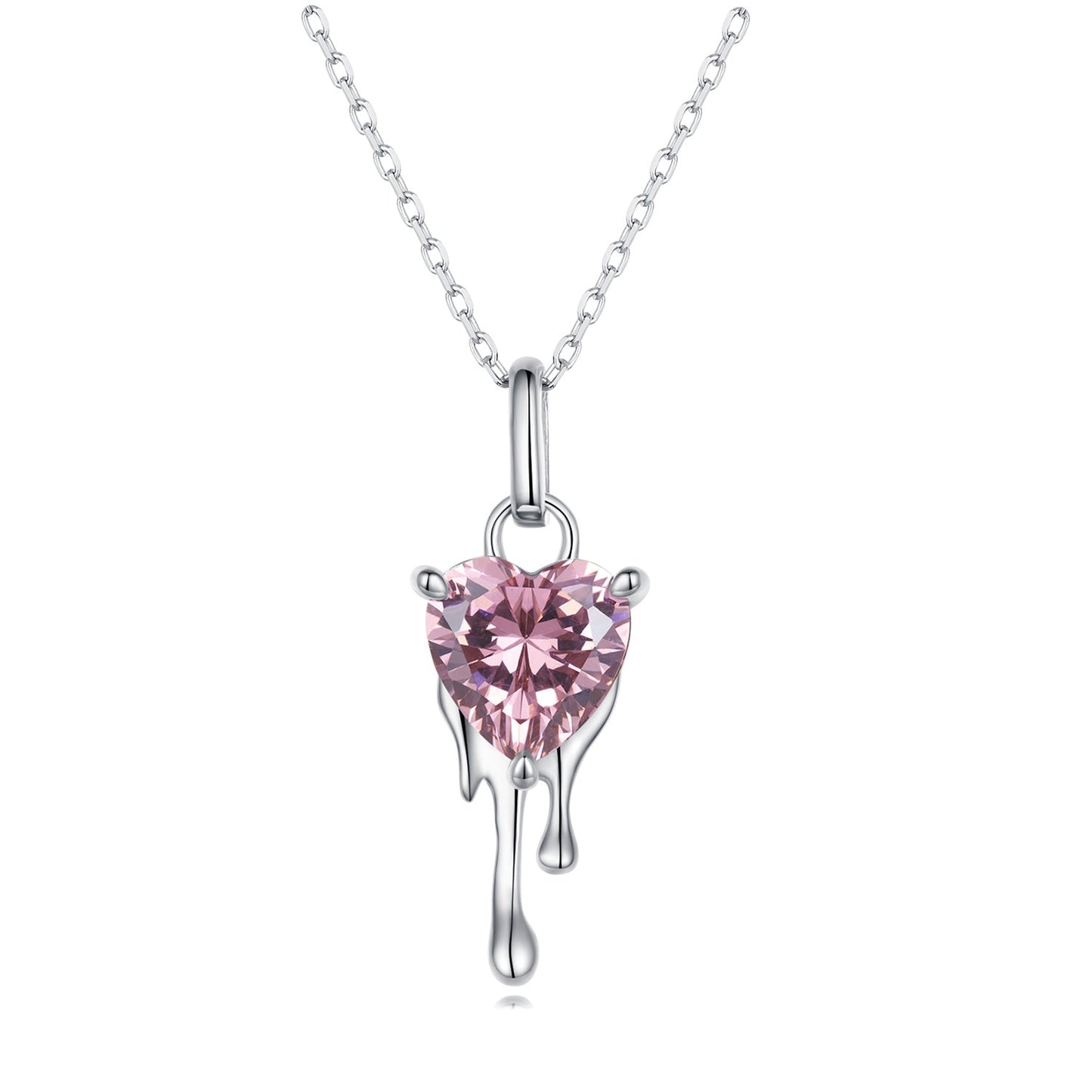 925 Sterling Silver Adjustable Necklace with Pavé Setting CZ & Pendant for Women