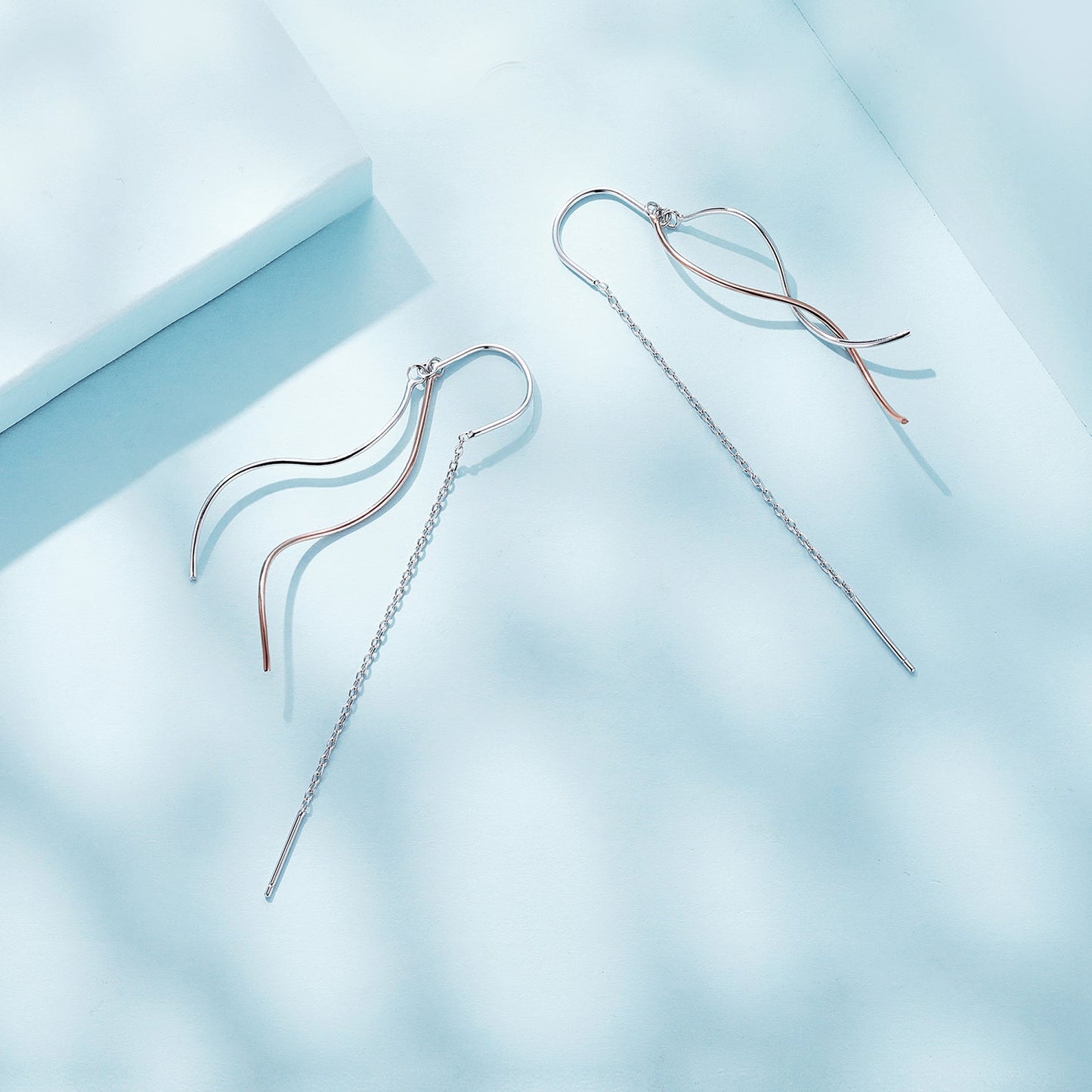 925 Sterling Silver Earrings 56*10mm Plated Platinum Rose Gold for Women