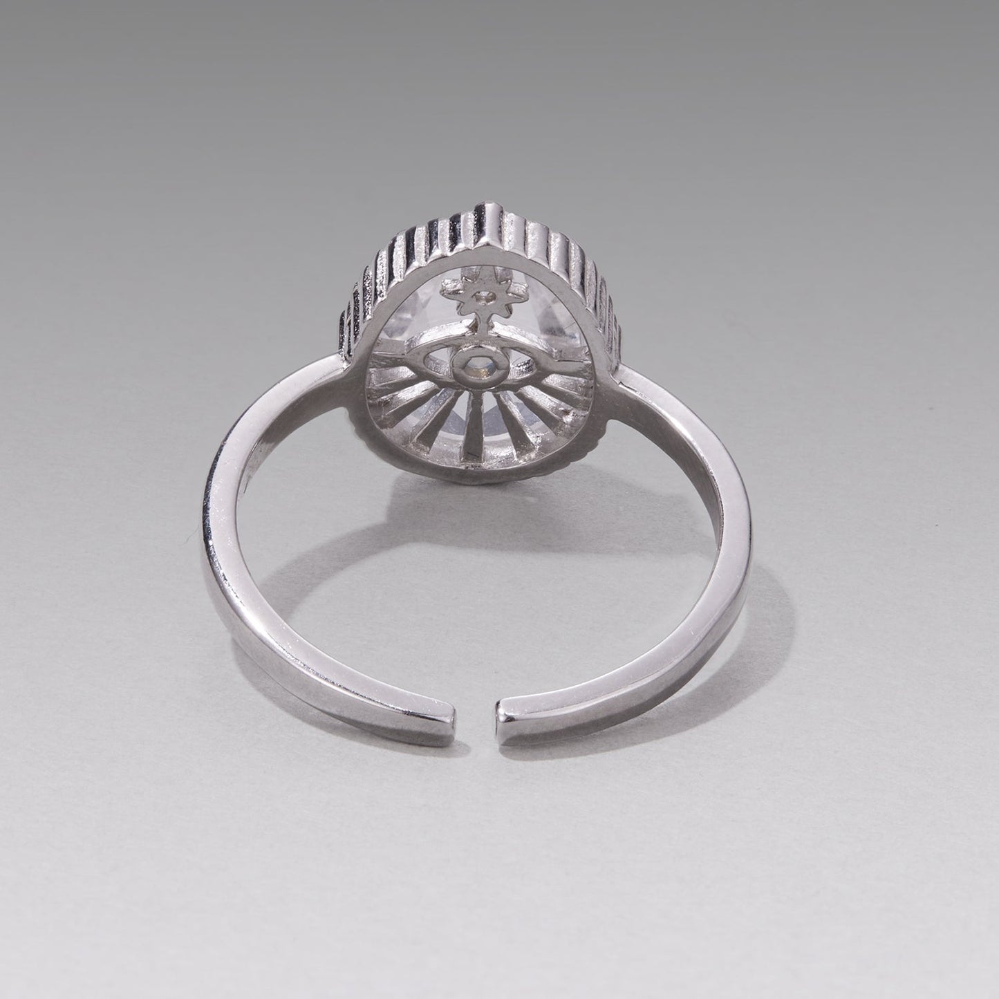 925 Sterling Silver Ring with Transparent Glass & Nano Opal, Width 0.18cm, Style E, for Women