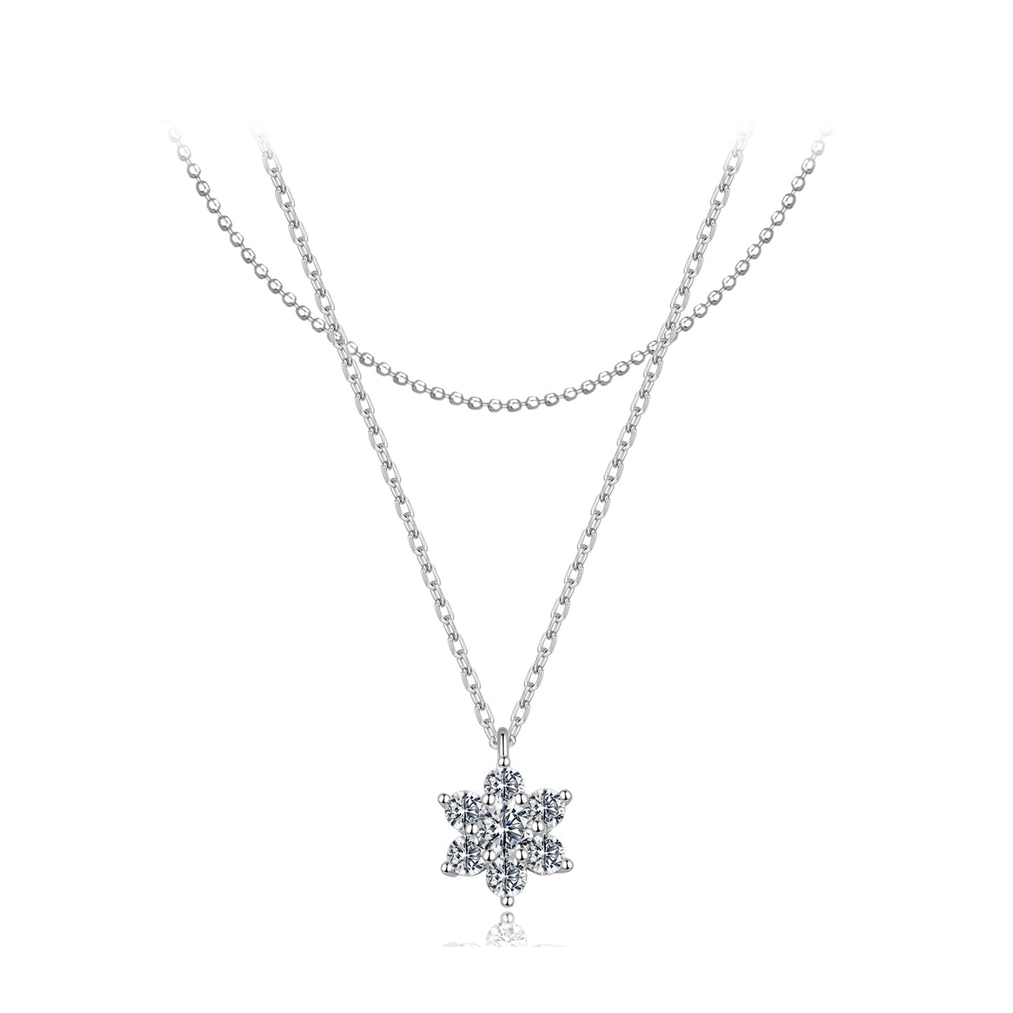 925 Sterling Silver 0.06 Carat & 0.20 Carat Moissanite Necklace with White Gold Plating for Women