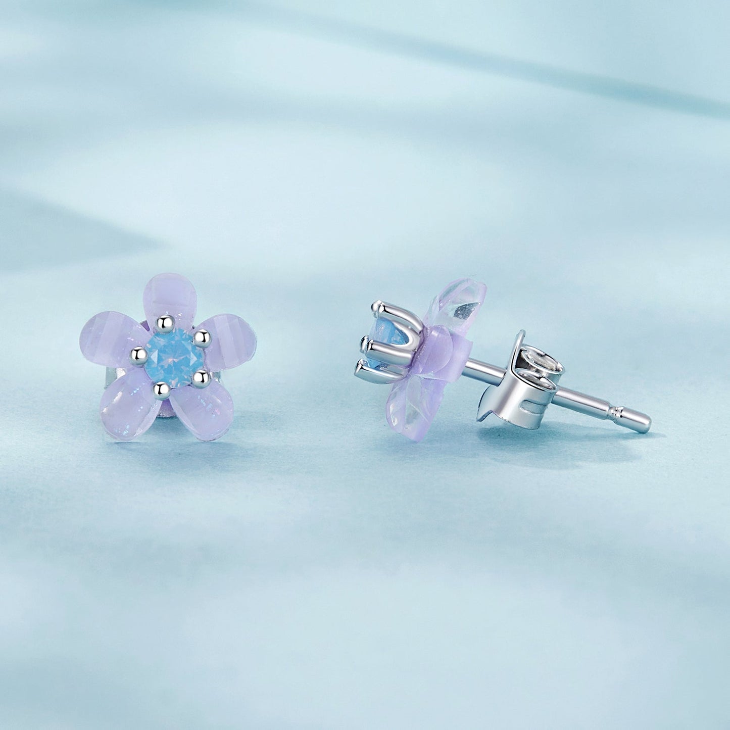 925 Sterling Silver Opal 8mm Earrings for Women