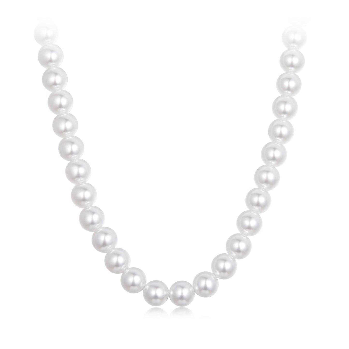 925 Sterling Silver White Gold Plated 39-45.5cm Quality Shell Pearl Necklace for Women