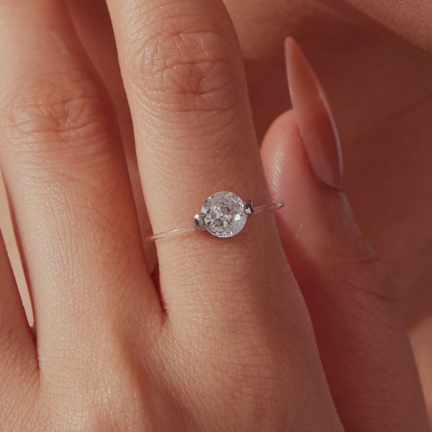 925 Sterling Silver White Gold Plated CZ Ring Size 6 for Women