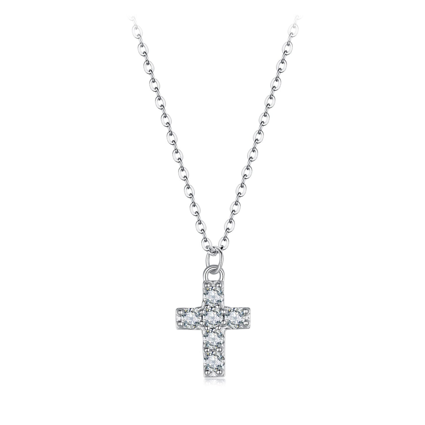 925 Sterling Silver Moissanite Pendant Necklace 40+5cm for Women