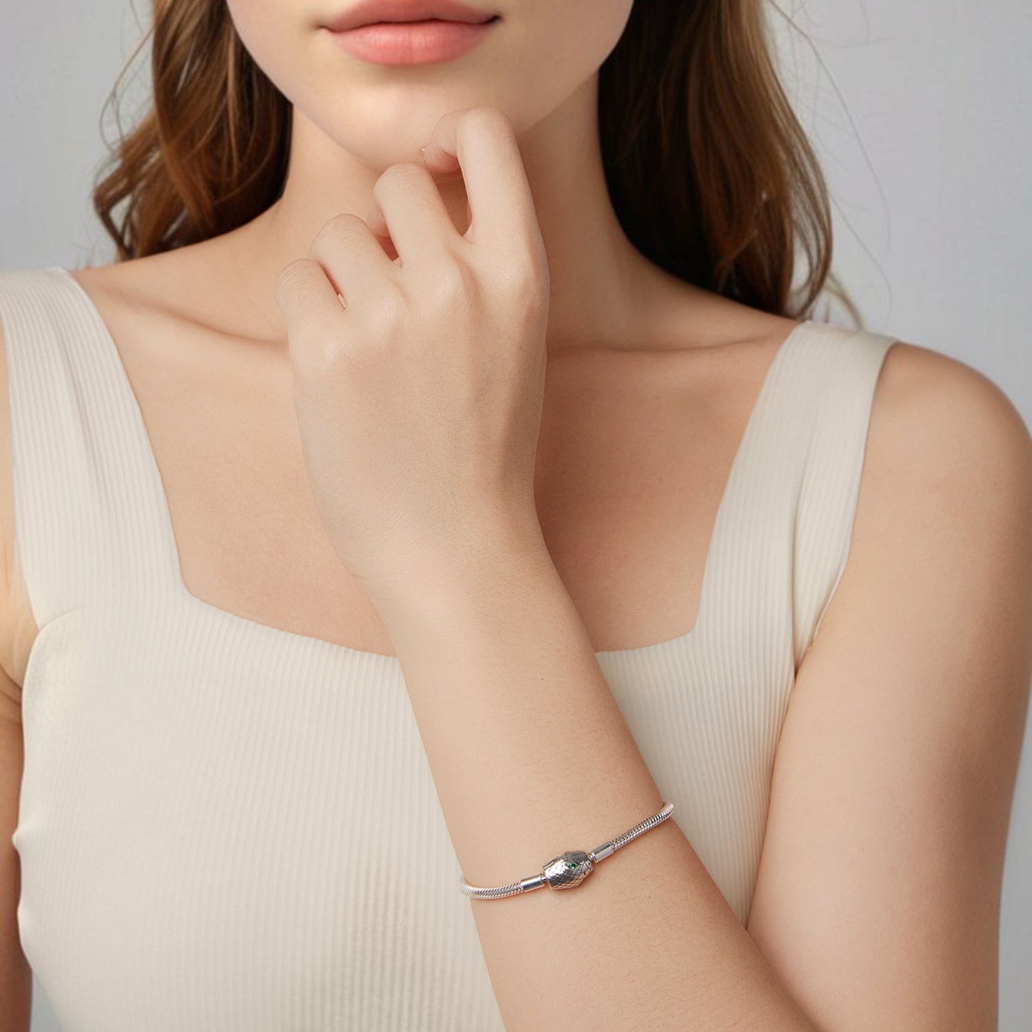925 Sterling Silver Bracelet with CZ 17cm for Women