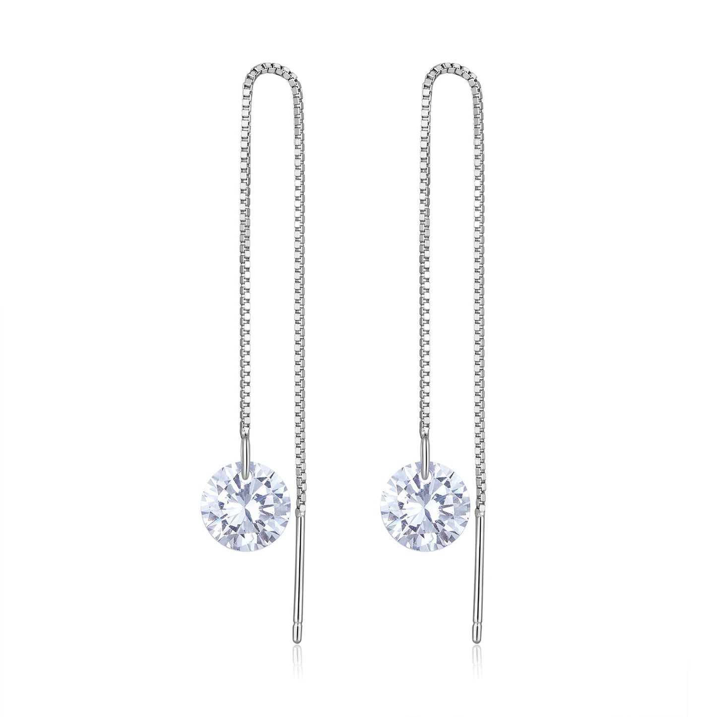 925 Sterling Silver Earrings with 0.8cm Main Stone and CZ for Women