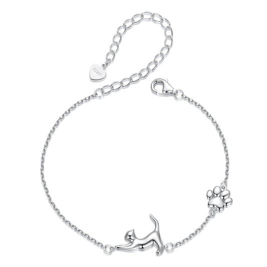 925 Sterling Silver & Plated White Gold Adjustable Bracelet for Women