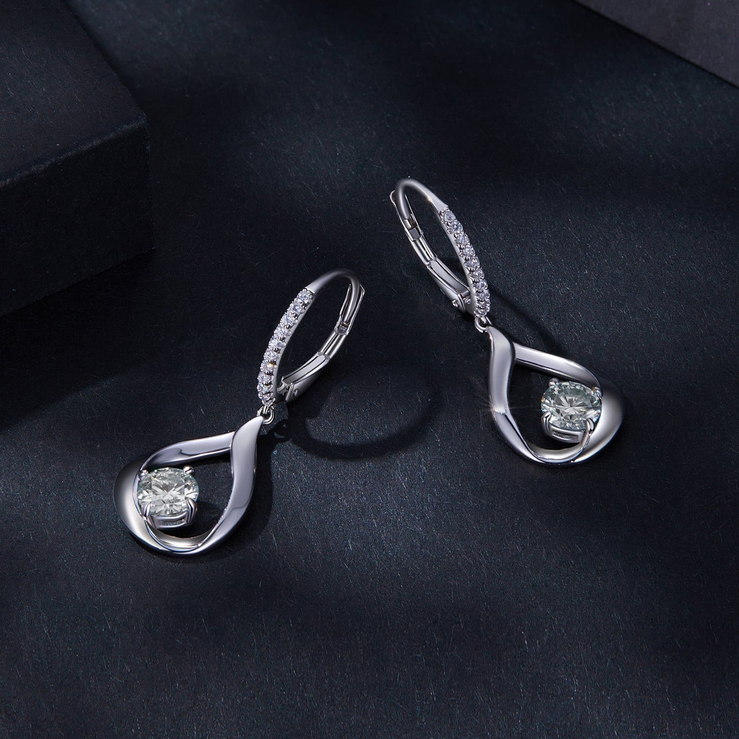 925 Sterling Silver Moissanite 0.5ct Earrings with Pavé Setting, Size 30*11mm for Women