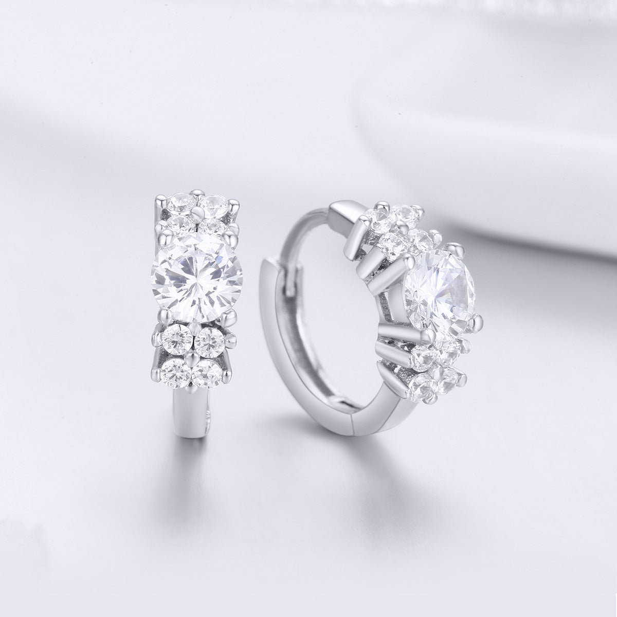 925 Sterling Silver Earrings with Pavé Setting and CZ Stone for Women