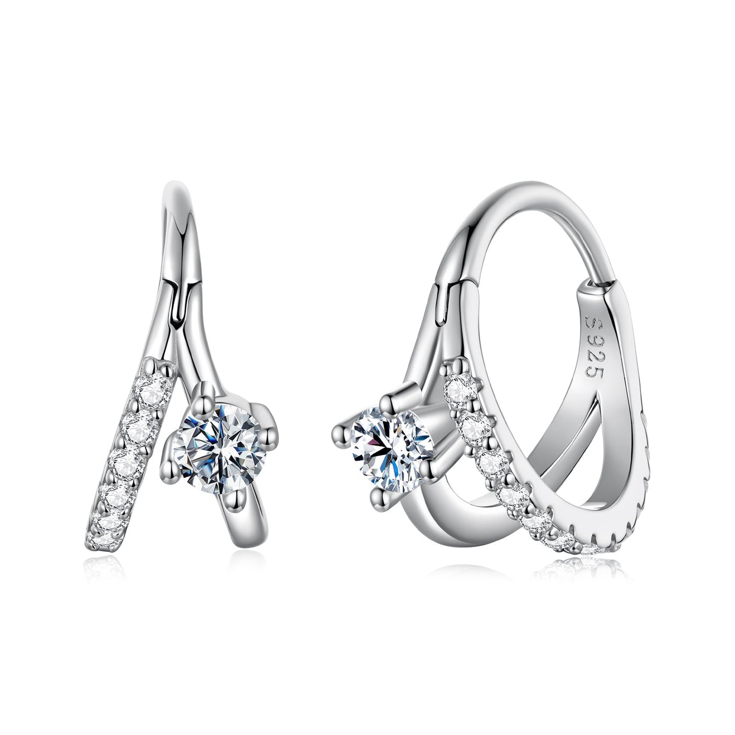 925 Sterling Silver Moissanite 0.3ct Earrings Size 1.2*0.6cm for Women