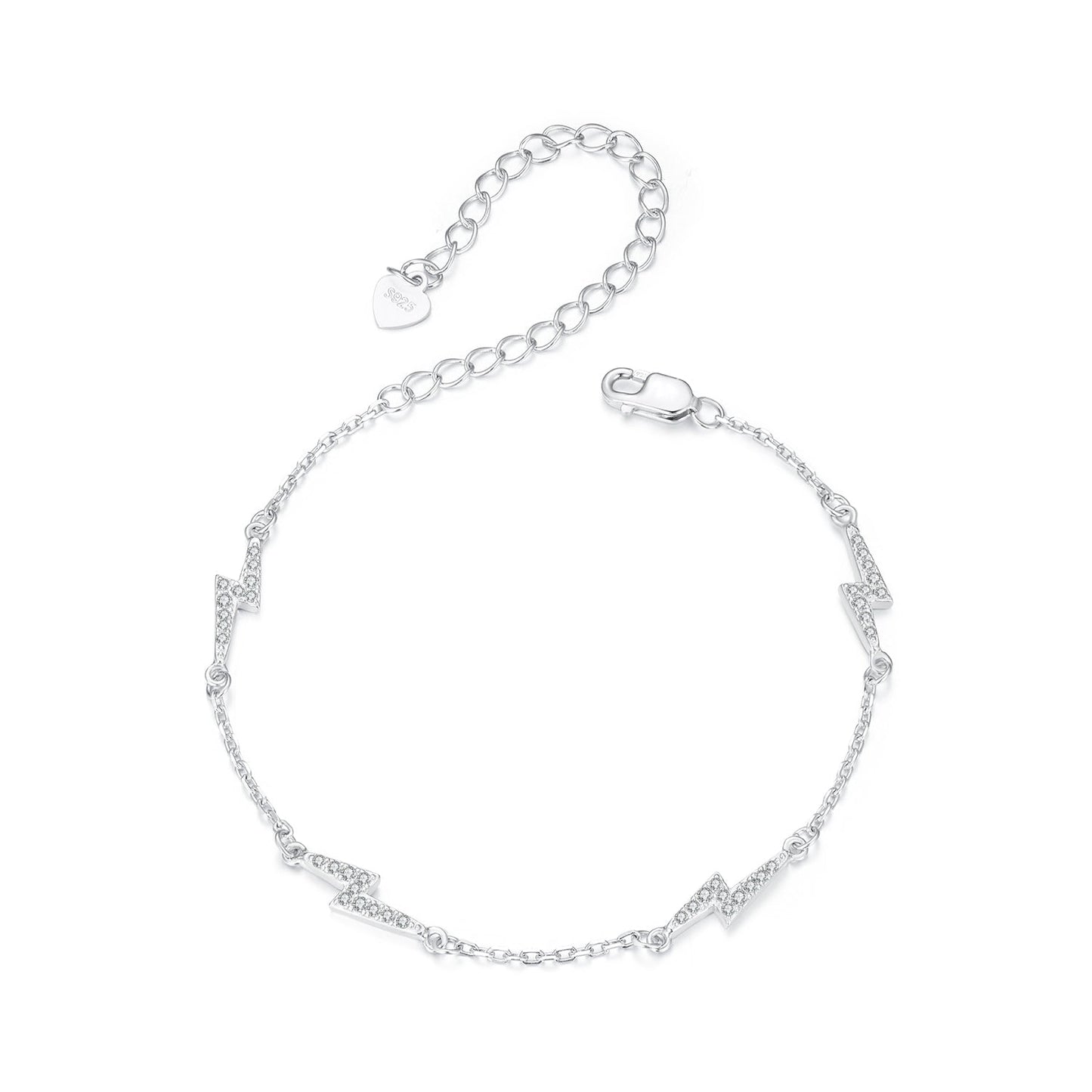 925 Sterling Silver Pave Setting CZ Bracelet with White Gold Plating