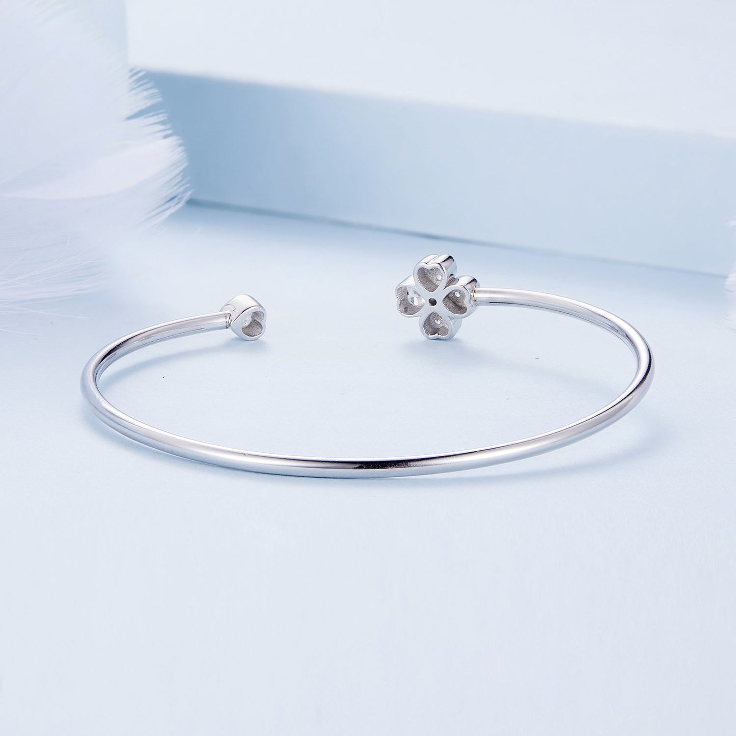 925 Sterling Silver Bracelet with Pavé Setting CZ, Inner Diameter 550mm, 2.0mm Wide, Unisex