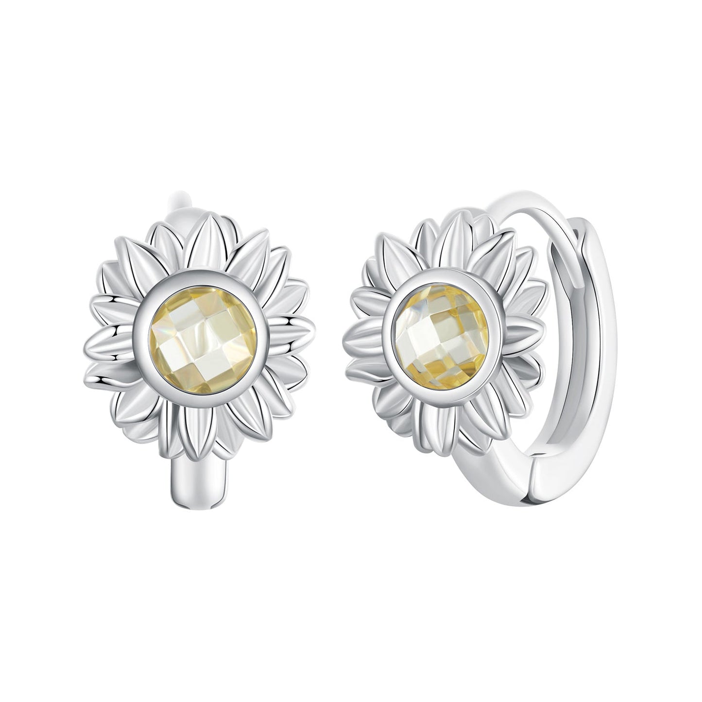 925 Sterling Silver Earrings with Transparent Glass, 12x9mm Size for Women