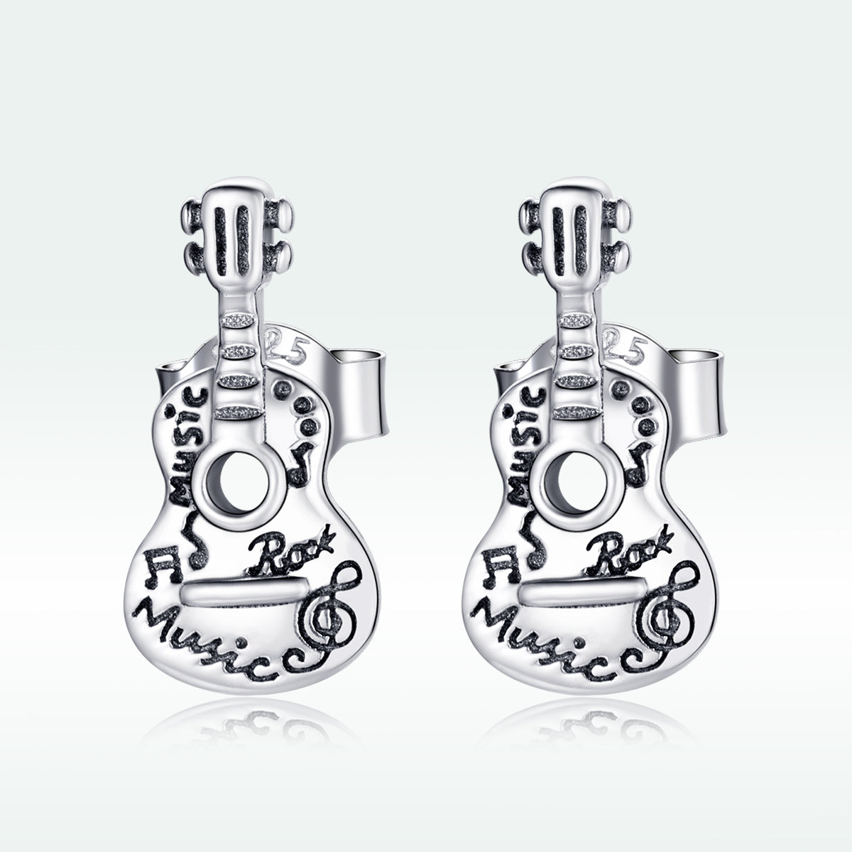 925 Sterling Silver & Oxidized Silver Earrings for Women - 1.3*0.6cm