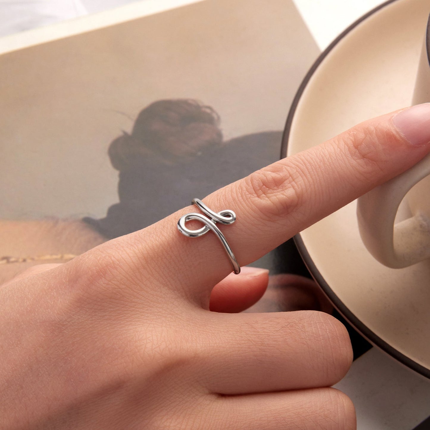 925 Sterling Silver Oxidized Silver 0.16 cm Ring