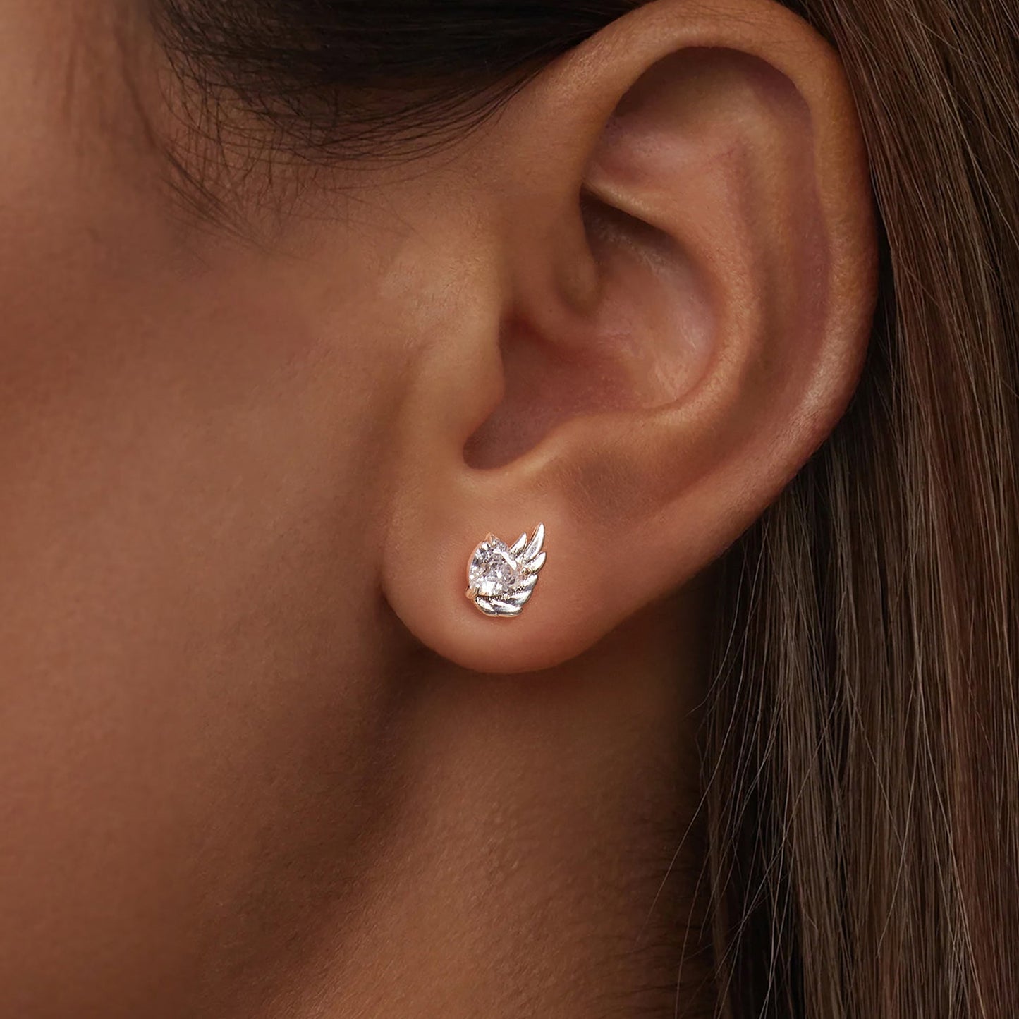 925 Sterling Silver Earrings with Pavé Setting CZ in Oxidized Silver - 1.0*0.7cm