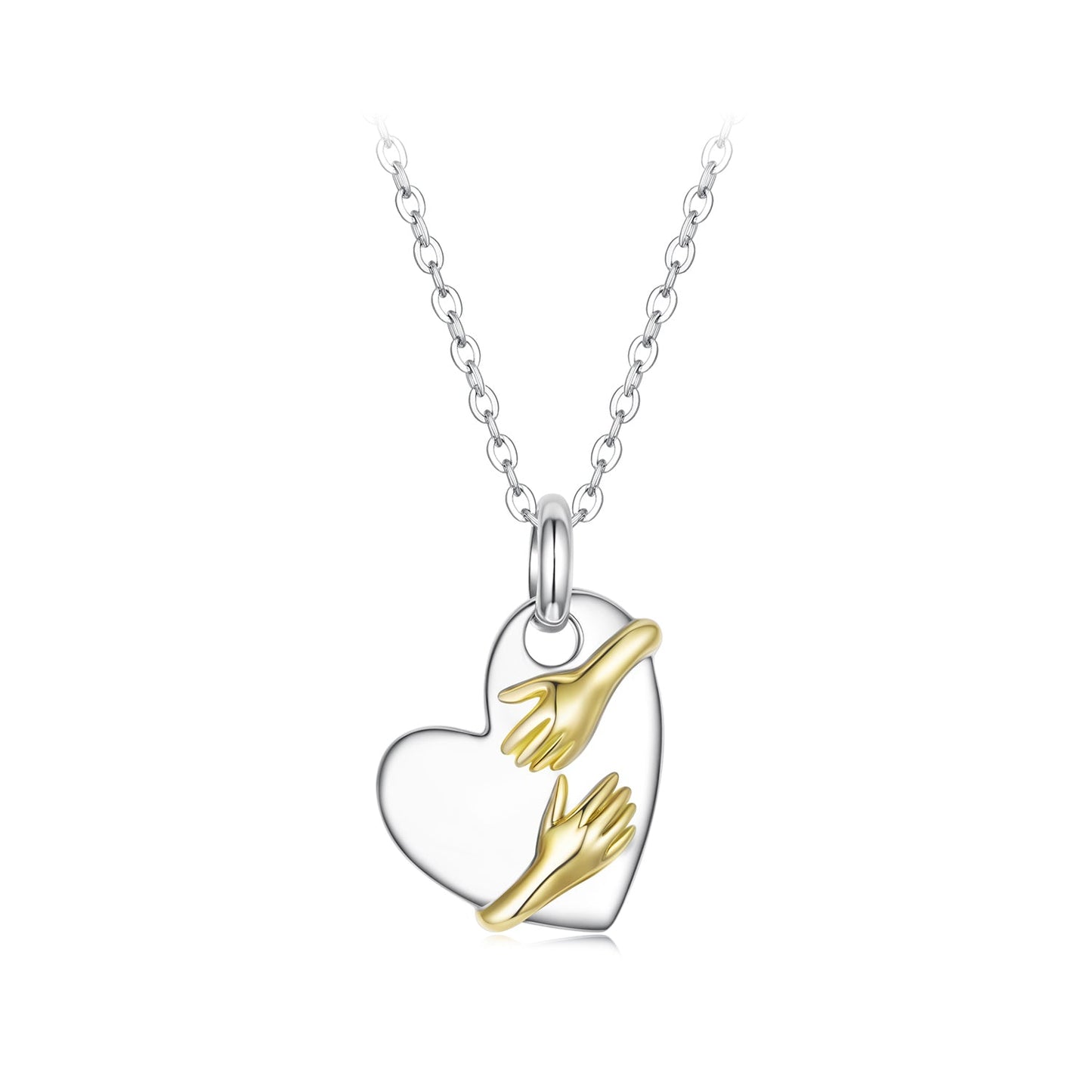 925 Sterling Silver + Plated White Gold + Plated Gold 1.8*1.2cm Necklace for Women
