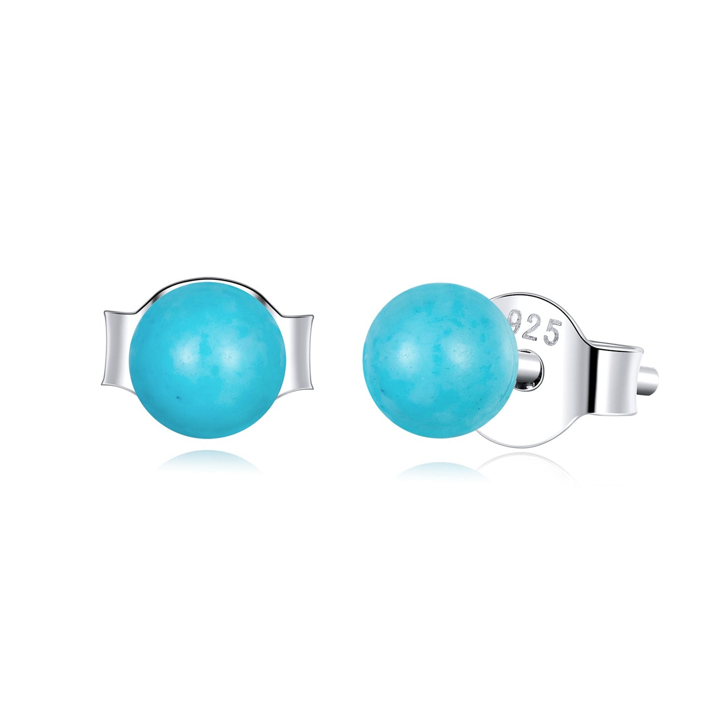 925 Sterling Silver Turquoise Earrings 0.4cm for Women