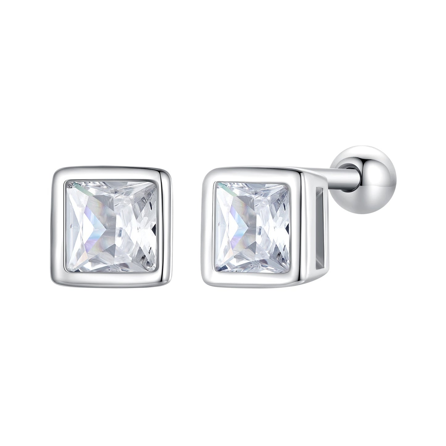925 Sterling Silver 5mm Pavé Setting CZ Earrings for Women