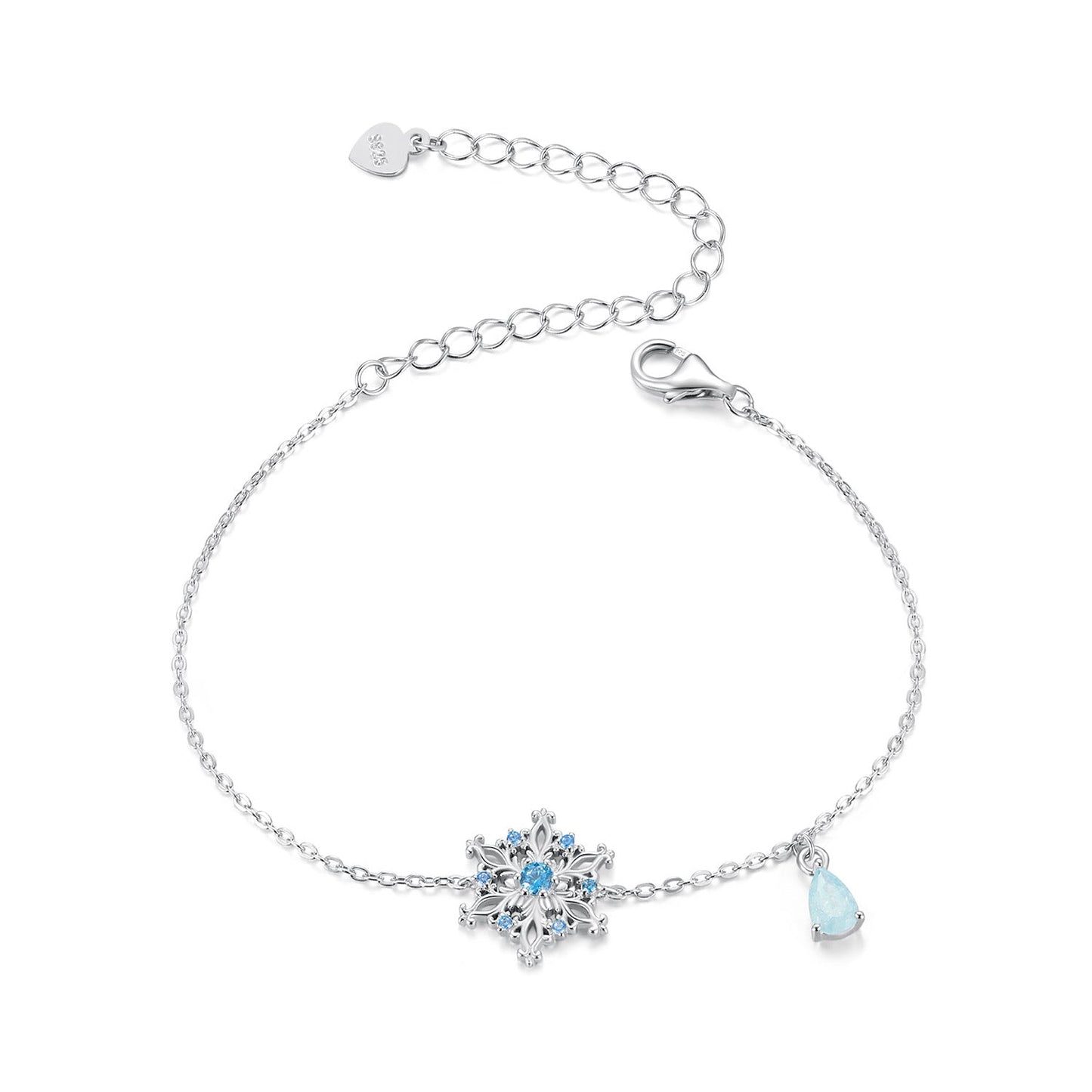 925 Sterling Silver Plated Platinum Bracelets with Ice Flower Zirconia for Women