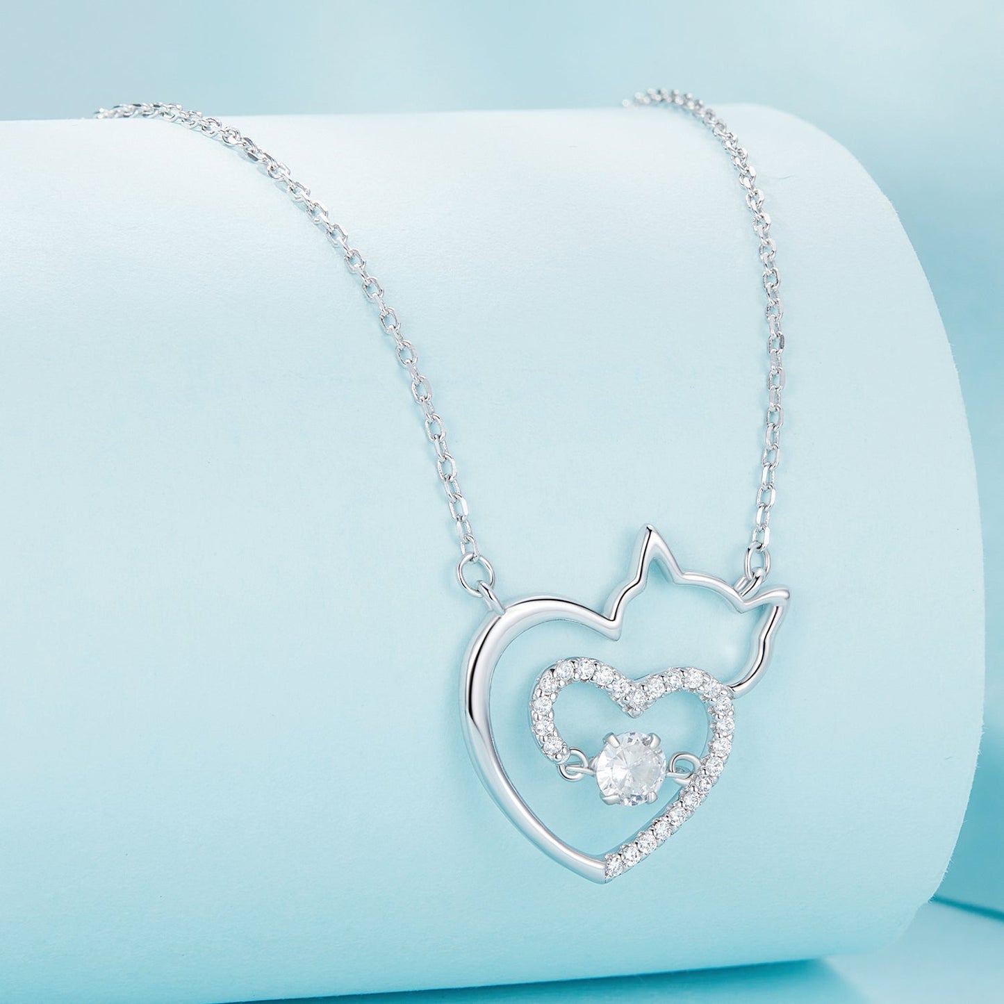 925 Sterling Silver Necklace with 19*18mm Pavé Setting CZ Pendant