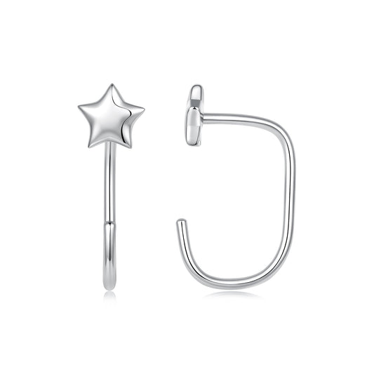 925 Sterling Silver Brass Earrings with White Gold Plating 1.4cm for Women