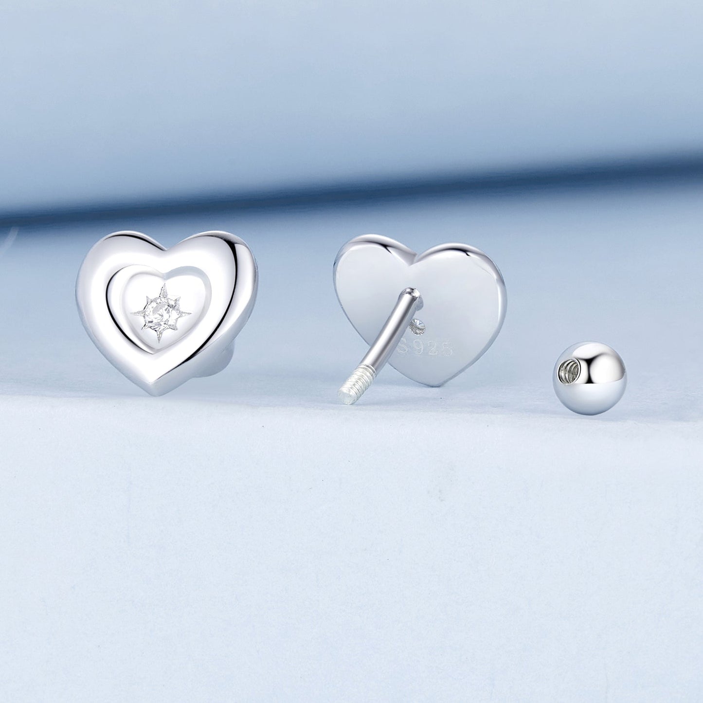 925 Sterling Silver White Gold Plated CZ Earrings