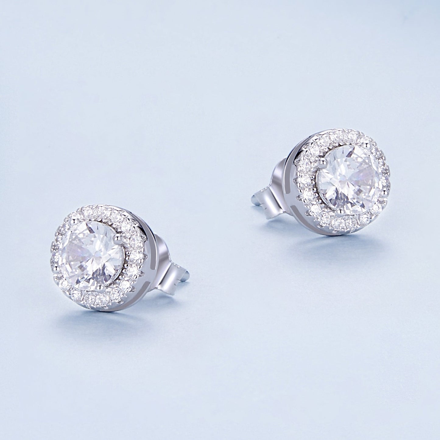 925 Sterling Silver 6.5mm Pavé Setting CZ Earrings