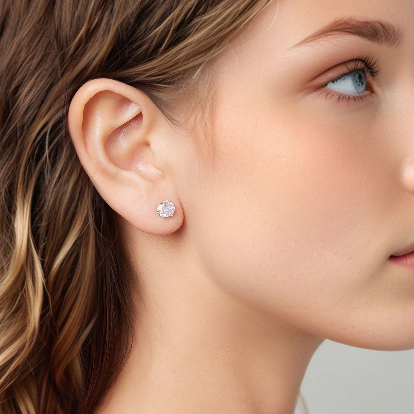 925 Sterling Silver Earrings with Pavé Setting CZ in White Gold Plated
