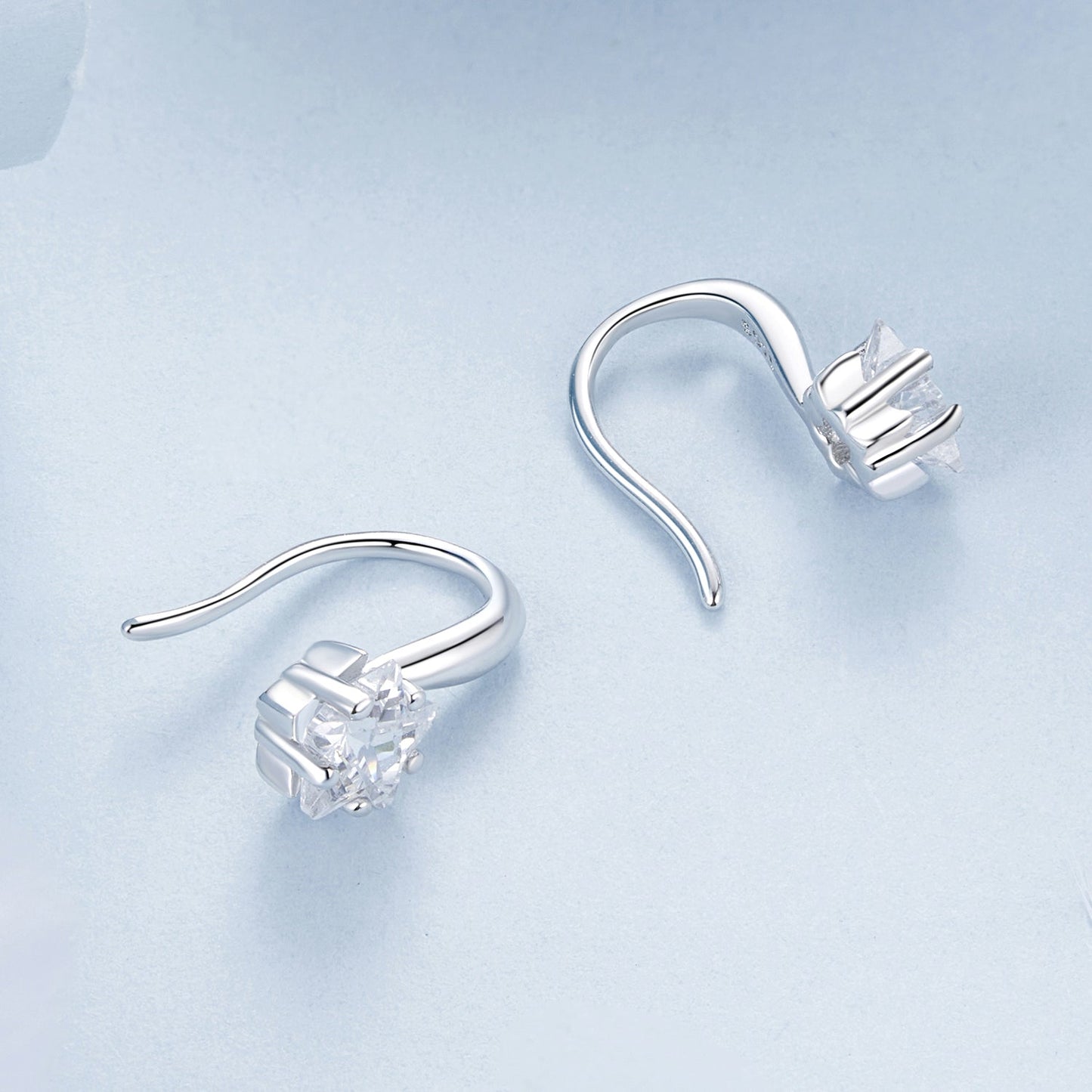 925 Sterling Silver Earrings with Pave Setting CZ 12*5mm for Women