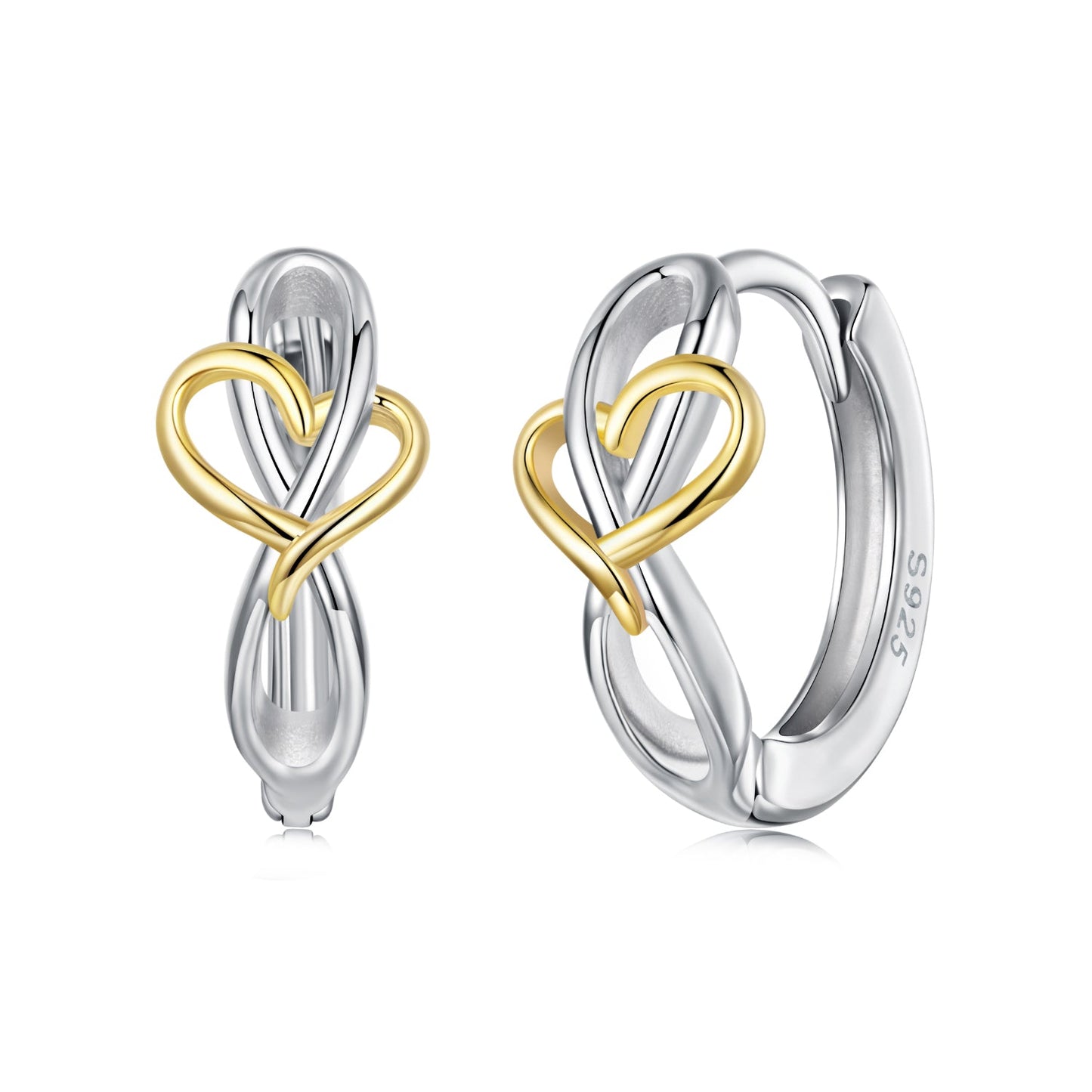 925 Sterling Silver Plated White Gold & Gold Hoop Earrings for Women