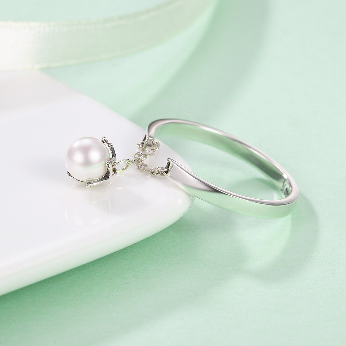 S925 Sterling Silver Ring Width 0.2CM Bead 0.6CM for Women