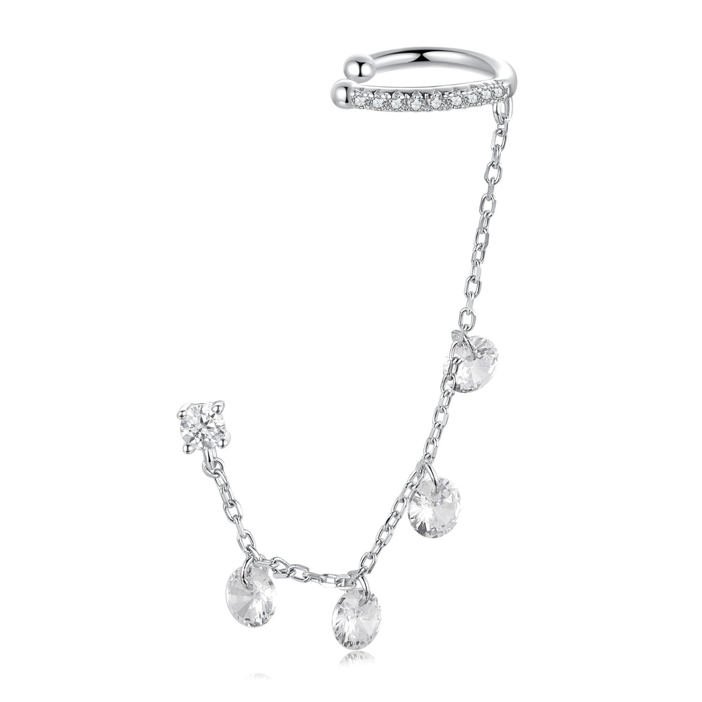 925 Sterling Silver Earrings with Pave Setting CZ - White Gold Plated for Women