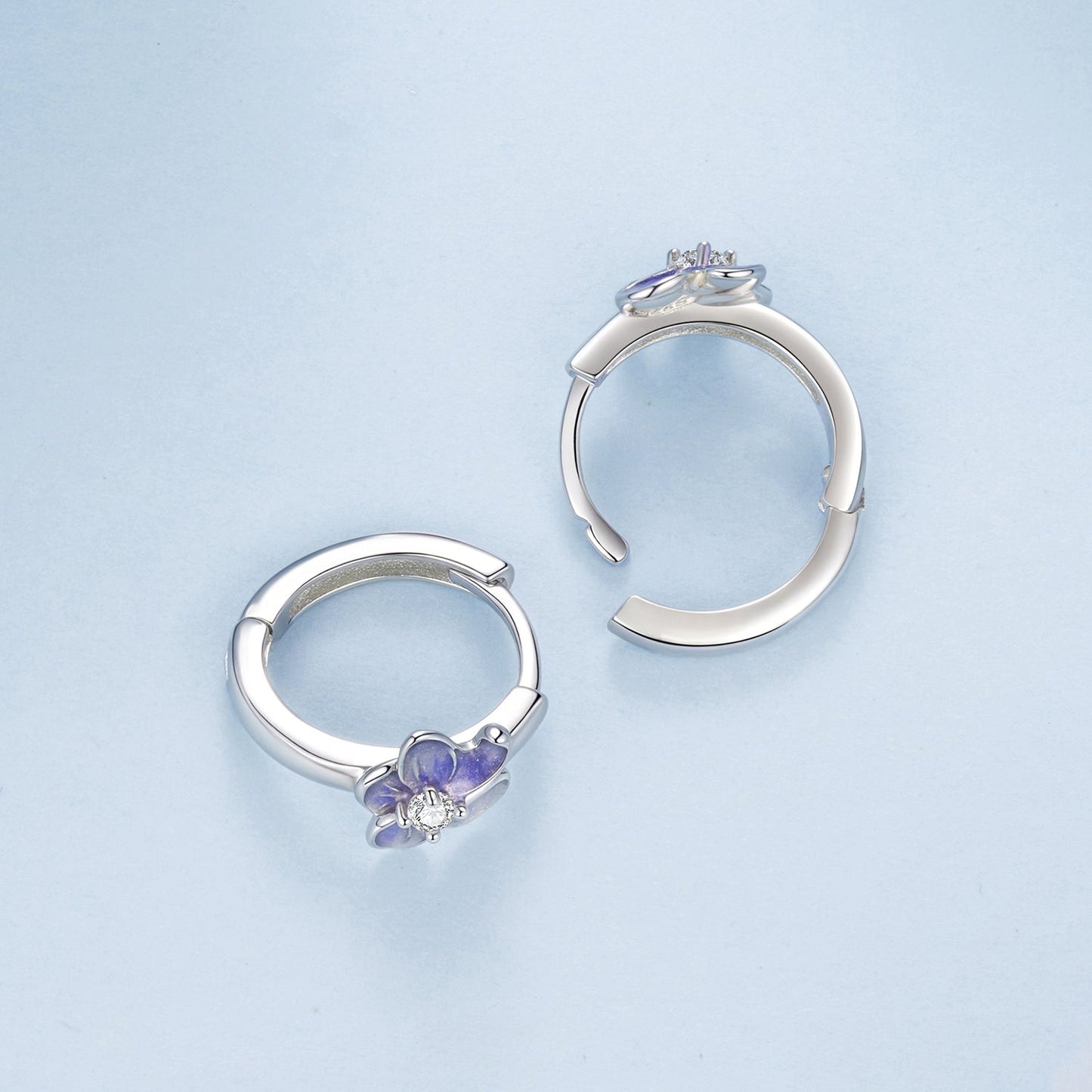 925 Sterling Silver White Gold Plated Enamel CZ Hoop Earrings for Women