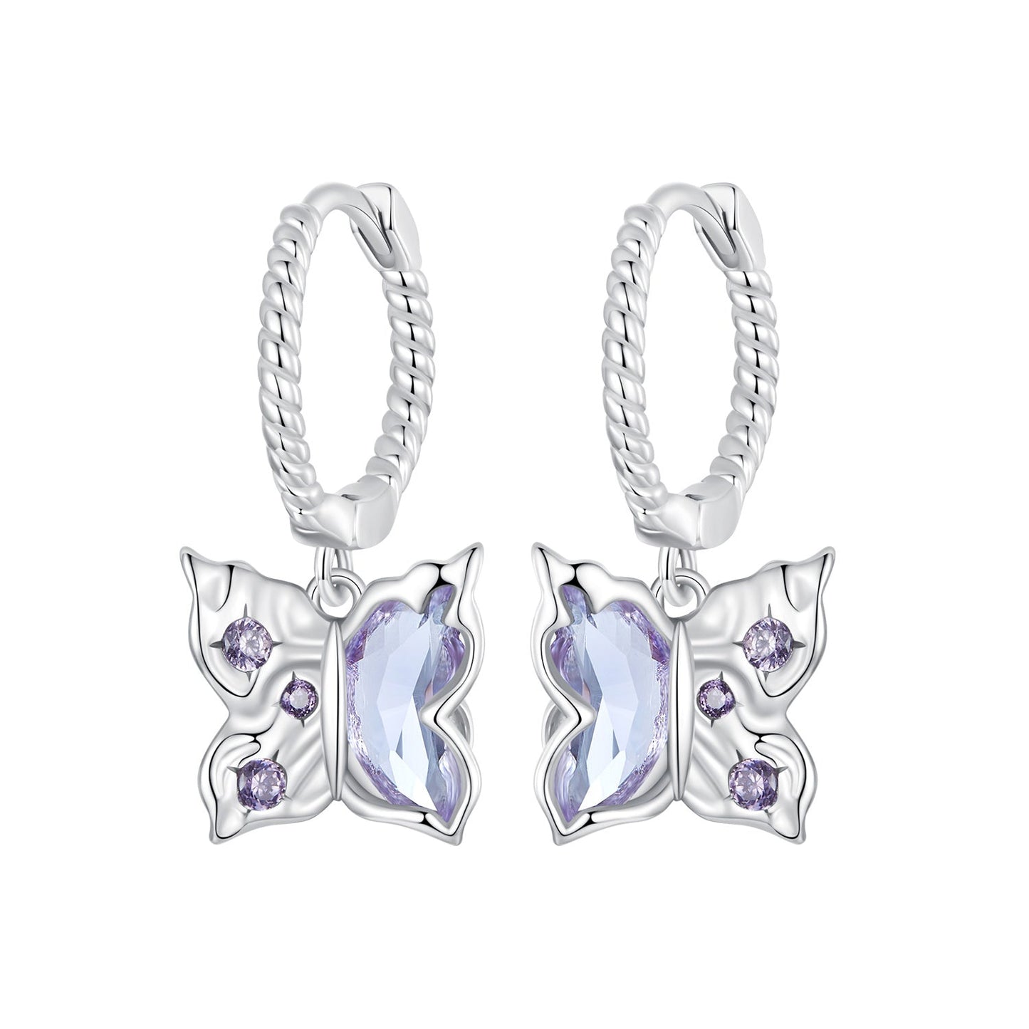 925 Sterling Silver Earrings with Pavé Setting CZ and Transparent Glass for Women